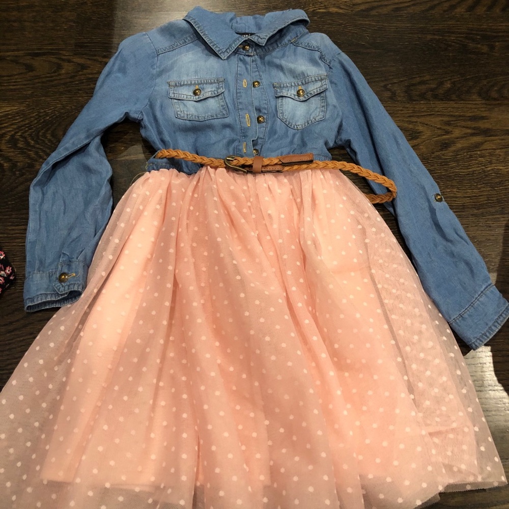 Girls denim and tutu dress